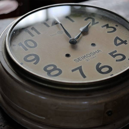 Early Showa era SEIKOSHA wall clock with battery-operated quartz movement replaced