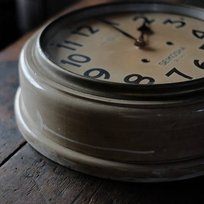 Early Showa era SEIKOSHA wall clock with battery-operated quartz movement replaced