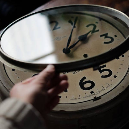 Early Showa era SEIKOSHA wall clock with battery-operated quartz movement replaced