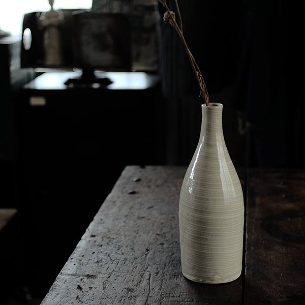 Seto Sake bottle with circular line design