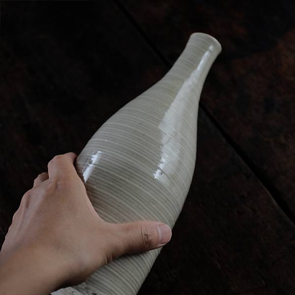 Seto Sake bottle with circular line design