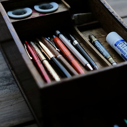 Accordion-style pencil case with drawer