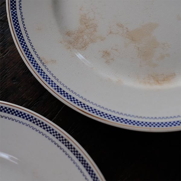 S.P.M.C. IRONSTONE 縁に模様の入った皿 φ23.5cm
