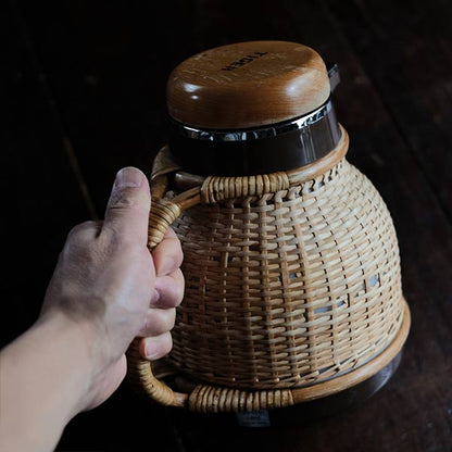 Rattan-wrapped TIGER thermos flask, 1L