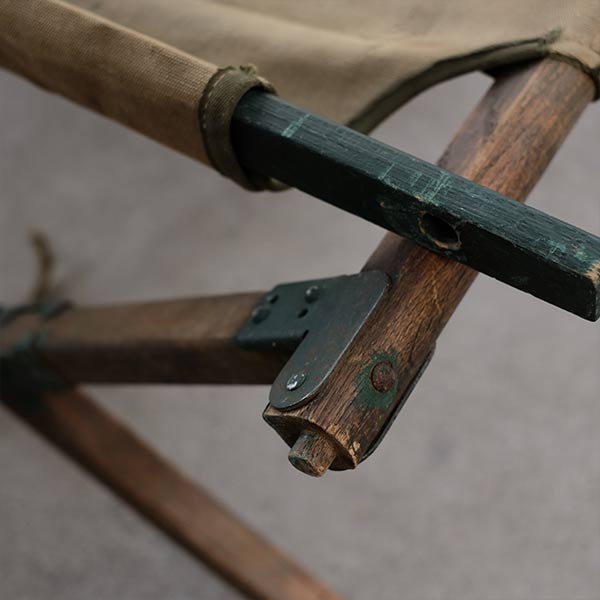 A well-used American folding cot from 1944