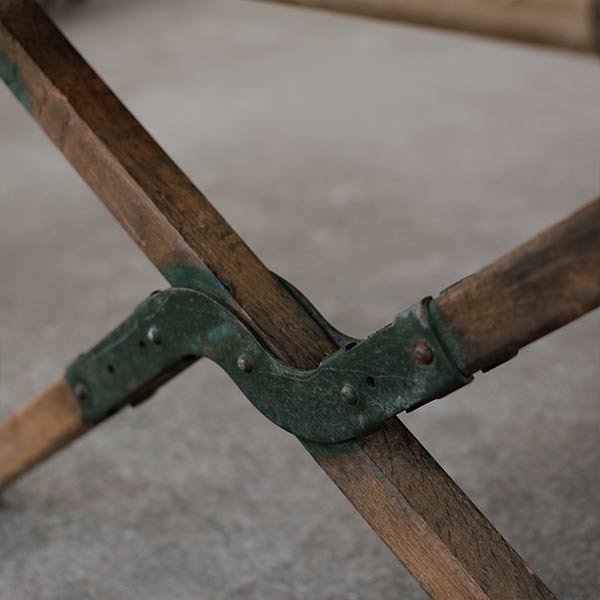 A well-used American folding cot from 1944
