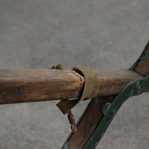 A well-used American folding cot from 1944