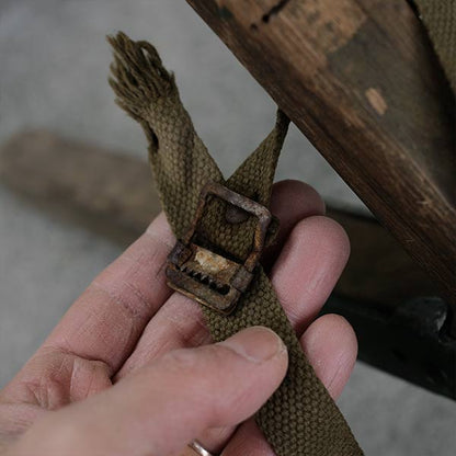 A well-used American folding cot from 1944