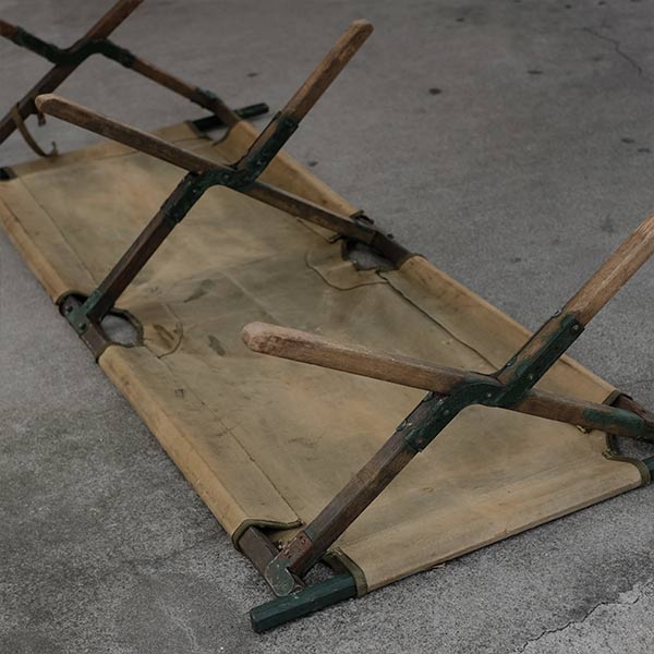 A well-used American folding cot from 1944