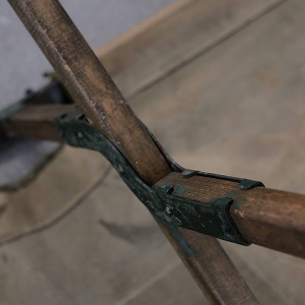 A well-used American folding cot from 1944