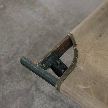 A well-used American folding cot from 1944