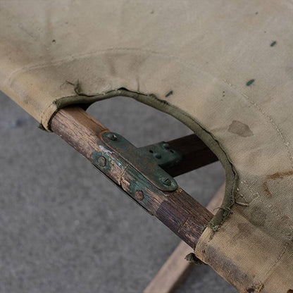 A well-used American folding cot from 1944