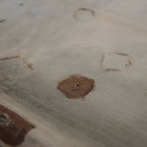 A well-used American folding cot from 1944