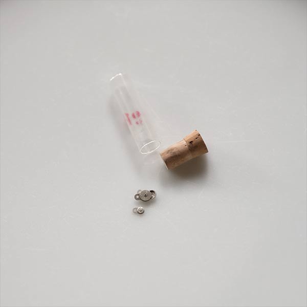 A set of small jars containing mechanical watch parts