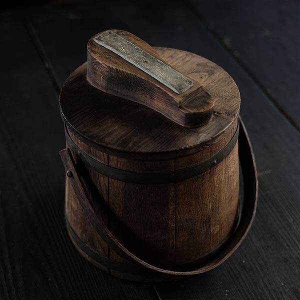 Wooden barrels used to make butter