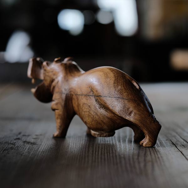 Carved wooden hippopotamus
