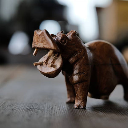 Carved wooden hippopotamus
