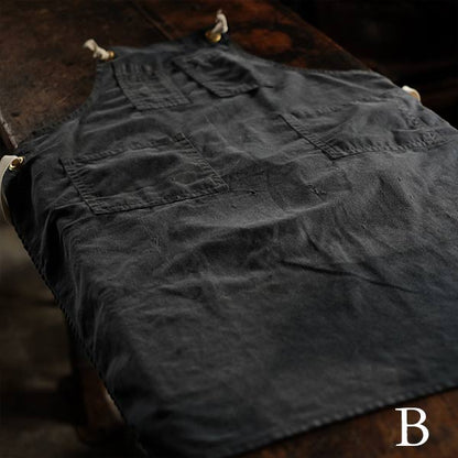 Faded navy blue work apron
