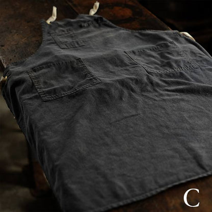 Faded navy blue work apron