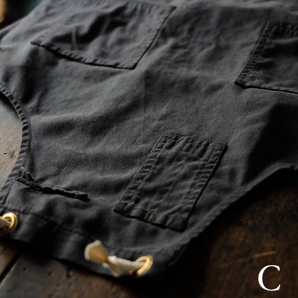 Faded navy blue work apron