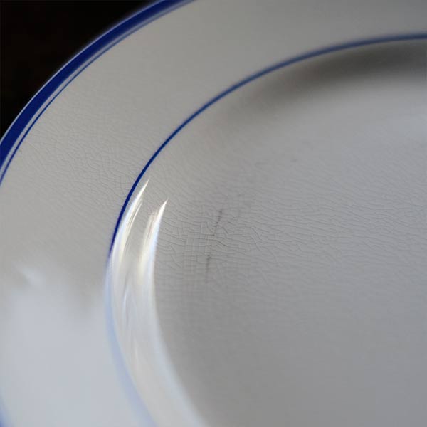 山庄製陶所 IRONSTONE ブルーラインの皿 φ23cm